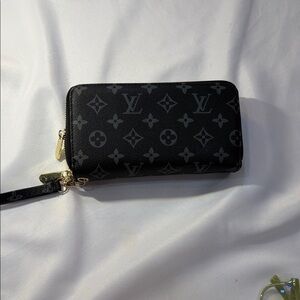 Black and Gray Monogram Wallet double zip